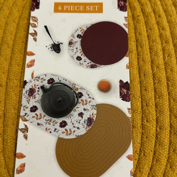 4pc CORE Round/Oval Woven Trivets Set - 100% Cotton - Fall Flower - Picture 3 of 8